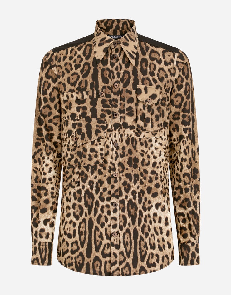 Leopard-print cotton shirt with multiple pockets - 3