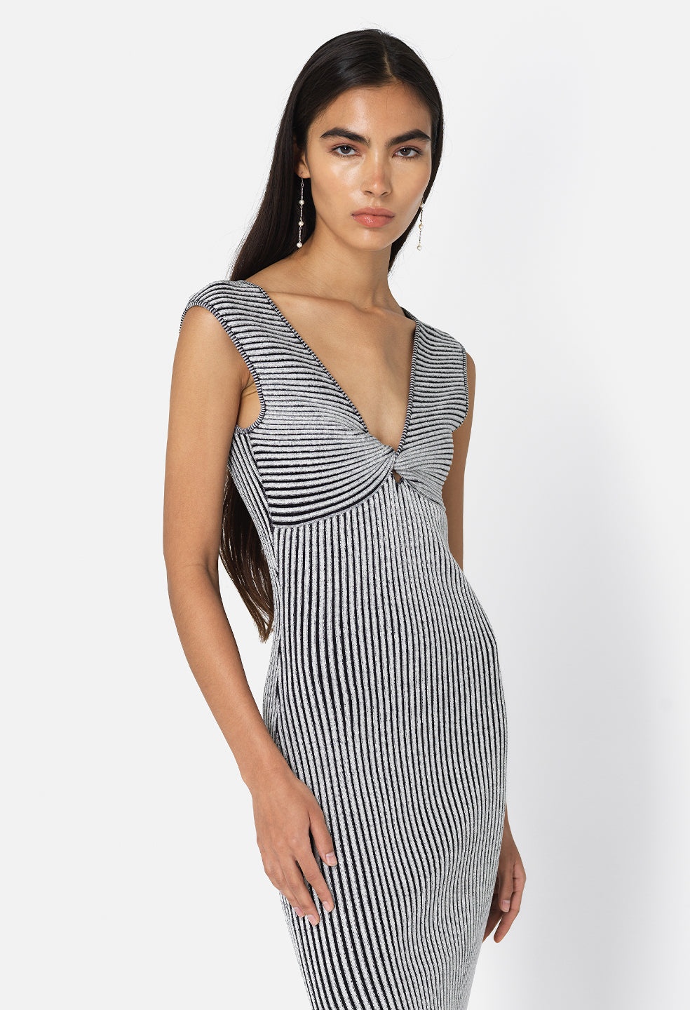 PIPER SILK RIB TWIST DRESS - 5