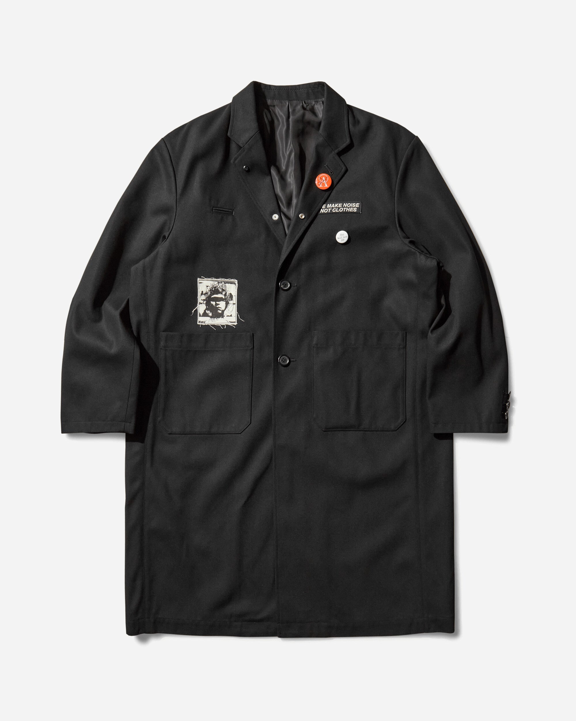 Men's Patches Single-Breasted Coat Black - 1