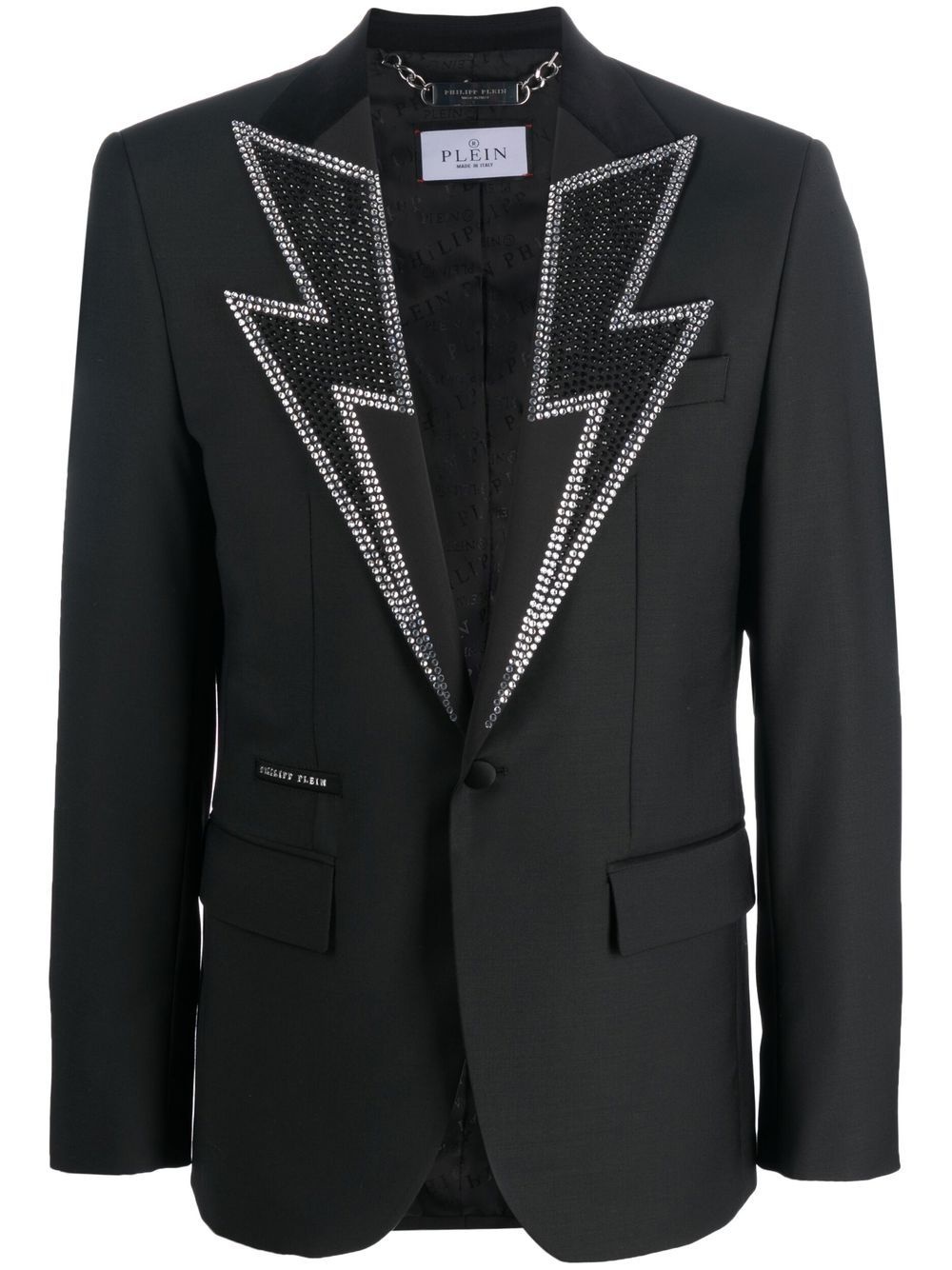 crystal-embellished single-breasted blazer - 1