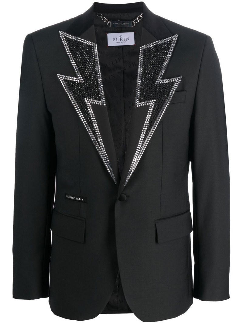 crystal-embellished single-breasted blazer 1