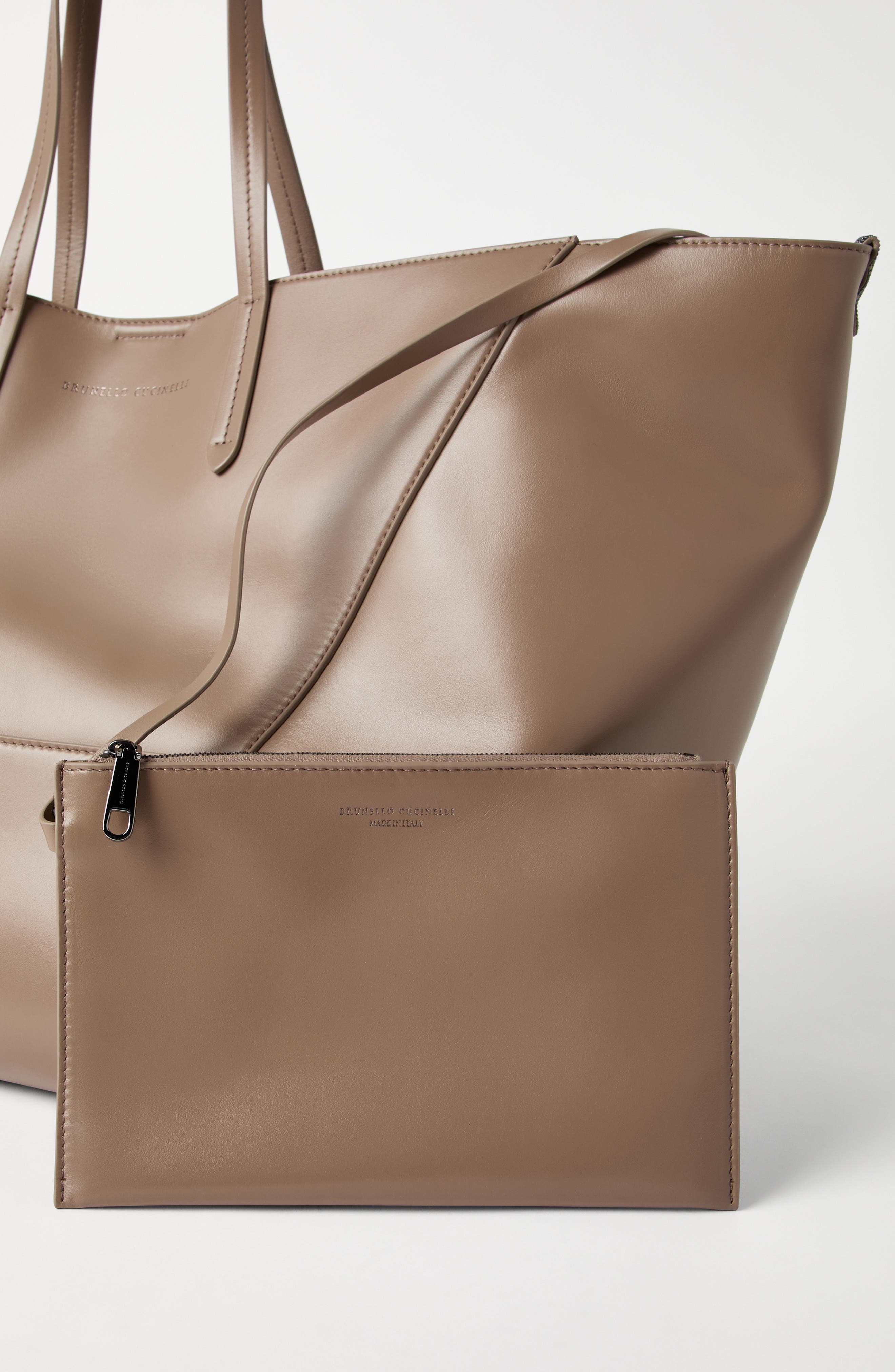 Brunello Cucinelli Large calfskin BC Duo bag in Hazelnut at Nordstrom - 6