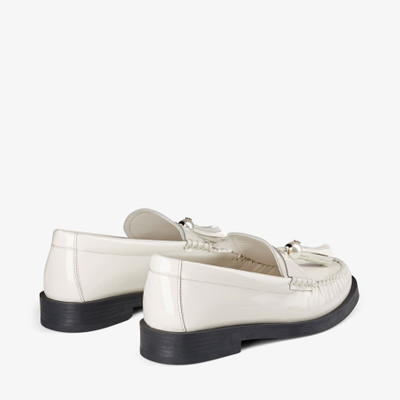 JIMMY CHOO Addie/Pearl
Latte Patent Leather Flat Loafers with Pearl Tassel outlook