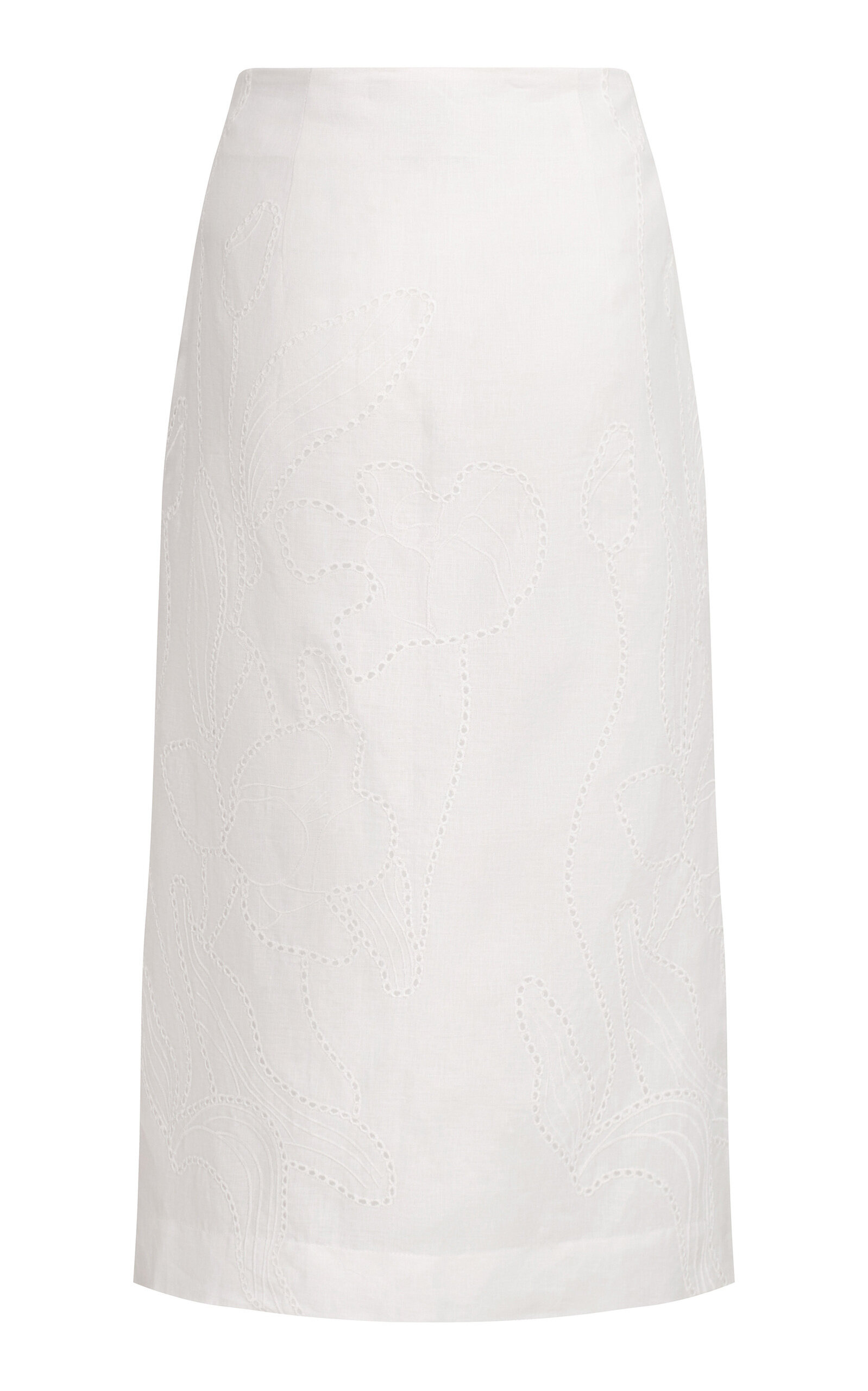 Jardin Soñado Embroidered Linen Midi Skirt off-white - 3