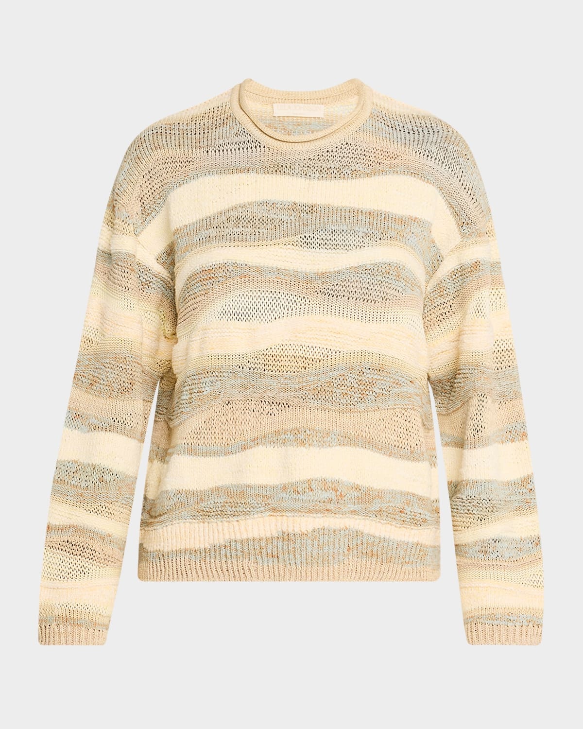 Francie Striped Crewneck Cotton Knit Sweater - 1