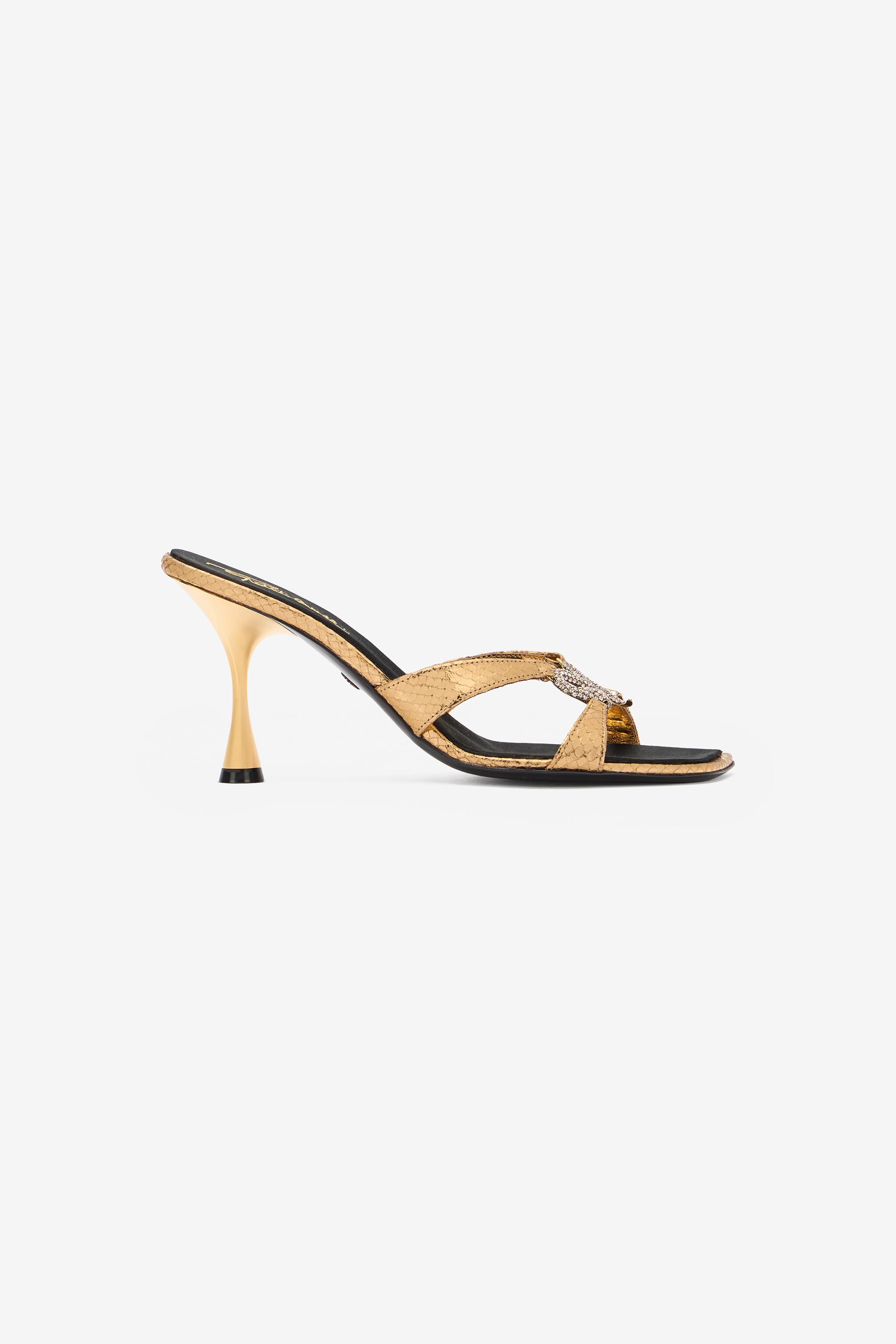 Sandals With Snake Print And Bejeweled Snake - 1