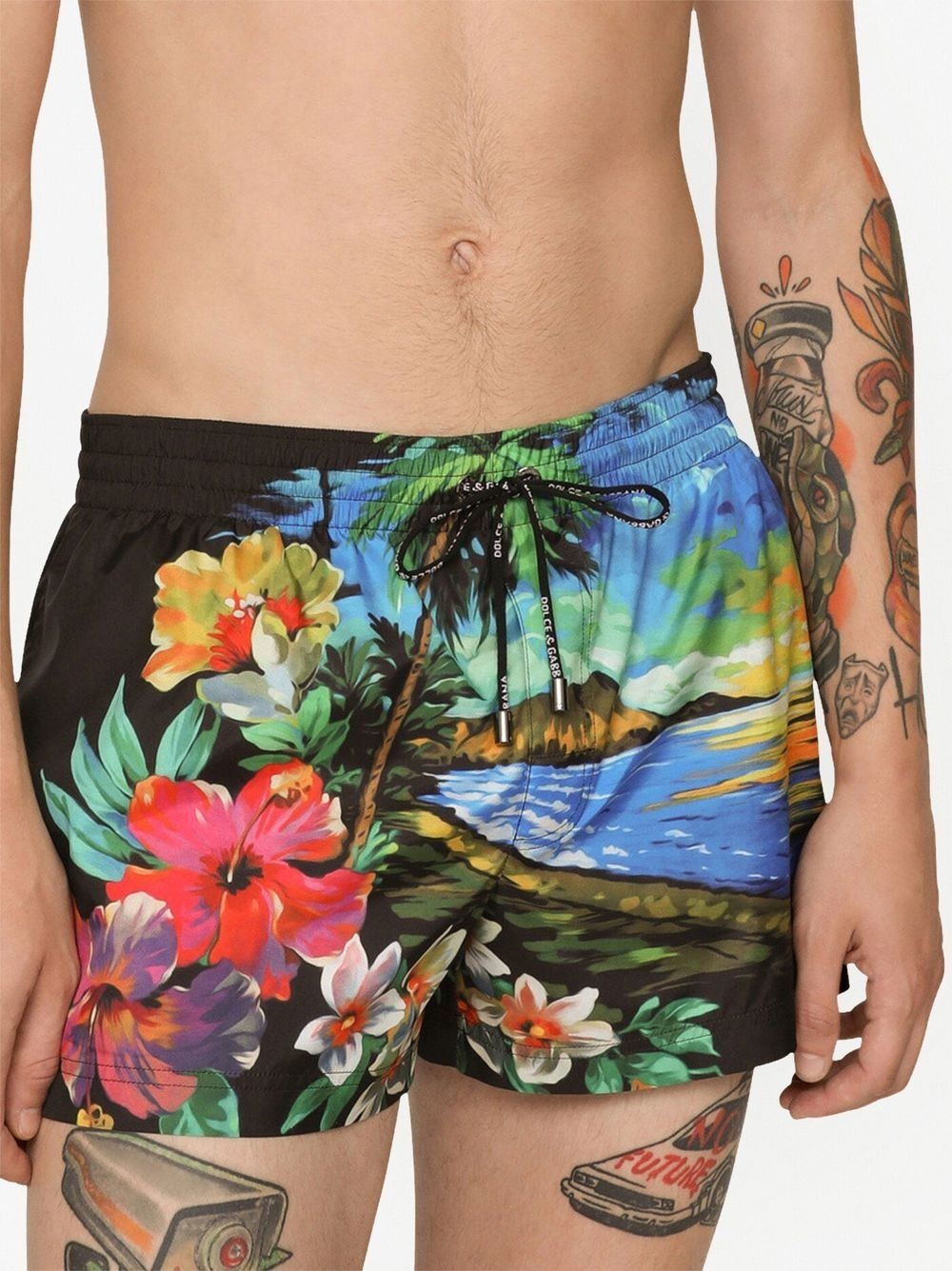 Hawaiian print swim shorts - 5