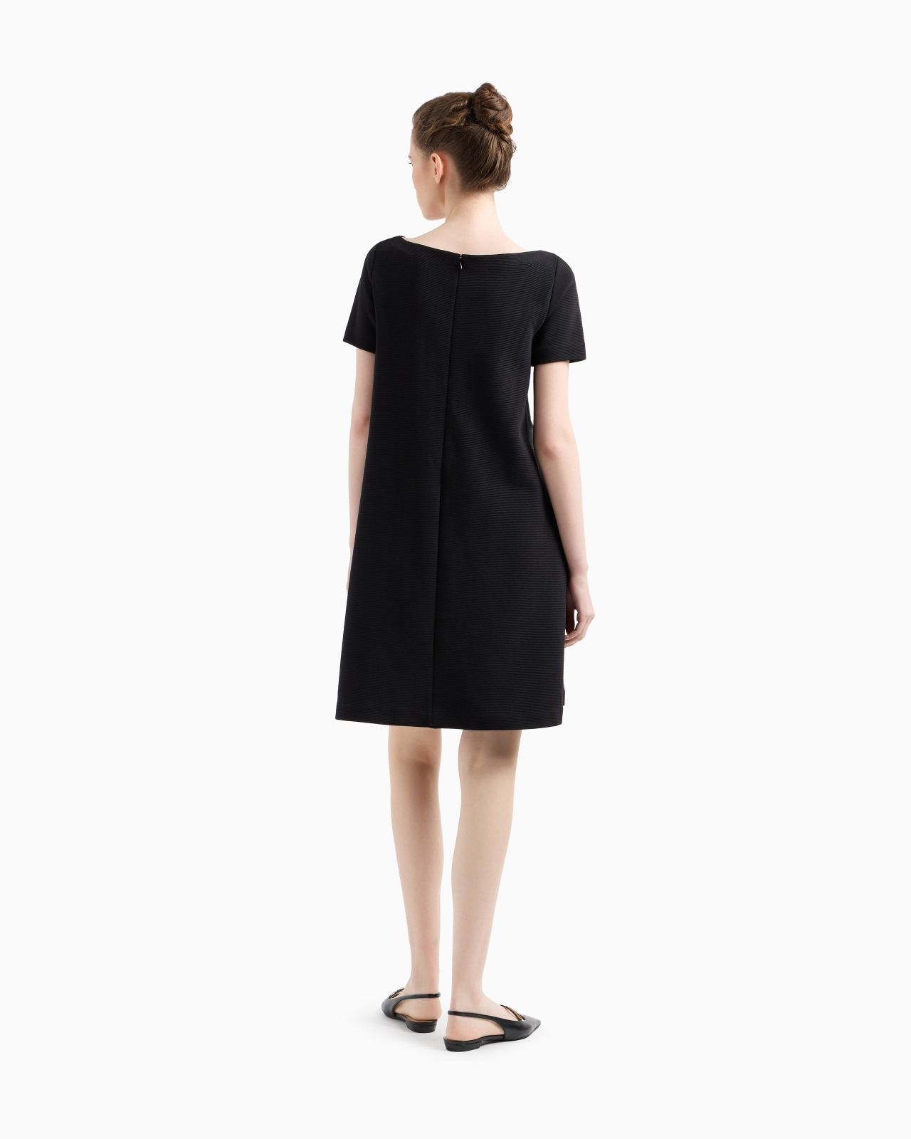 OTTOMAN JERSEY DRESS WITH BOAT NECK AND BELT - 3