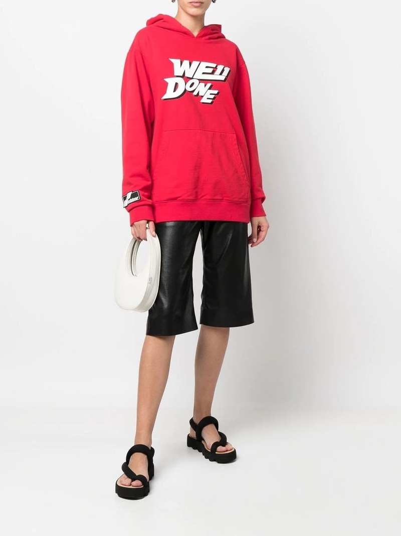 We11done logo-print cotton hoodie outlook