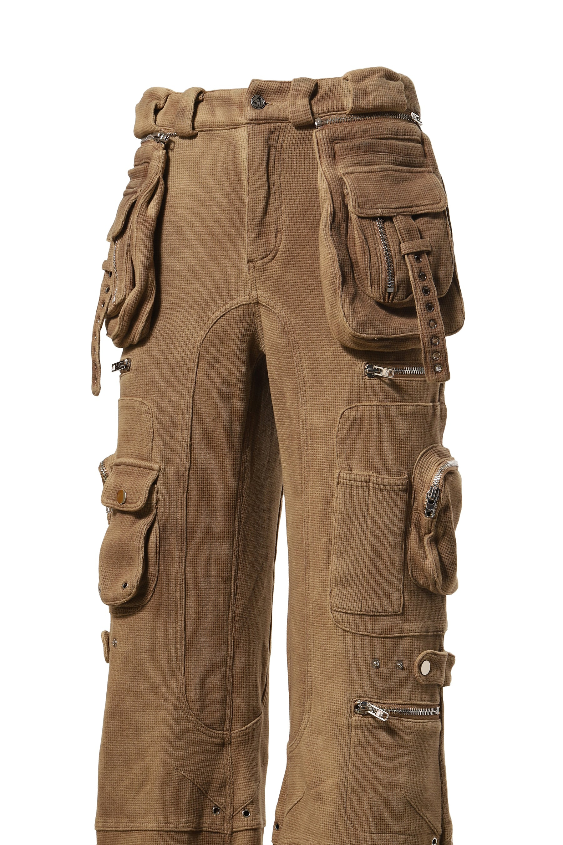 HEAVY WAFFLE CARGO PANTS / KHA - 7