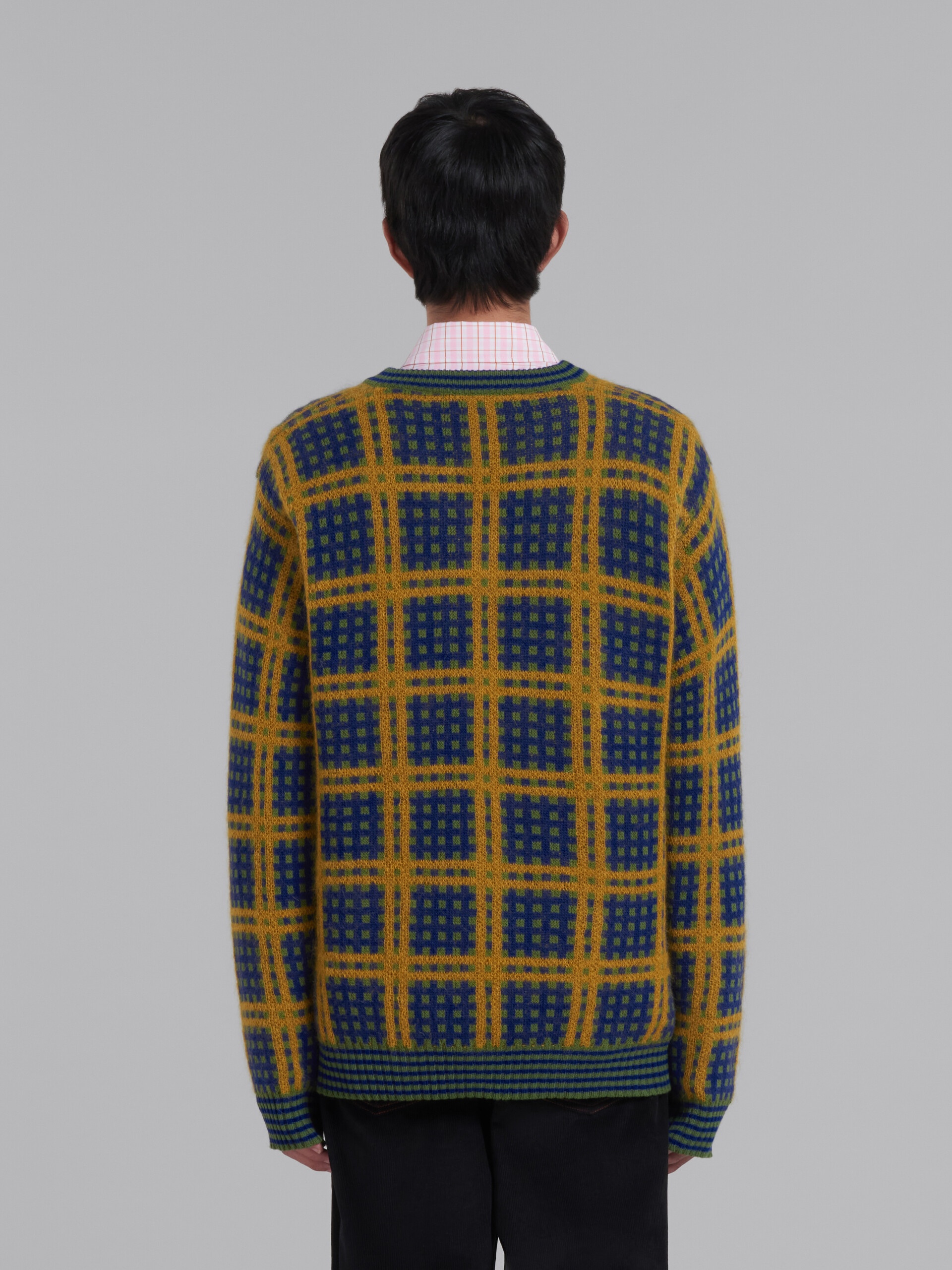 GREEN V-NECK JUMPER WITH '50S CHECK - 3