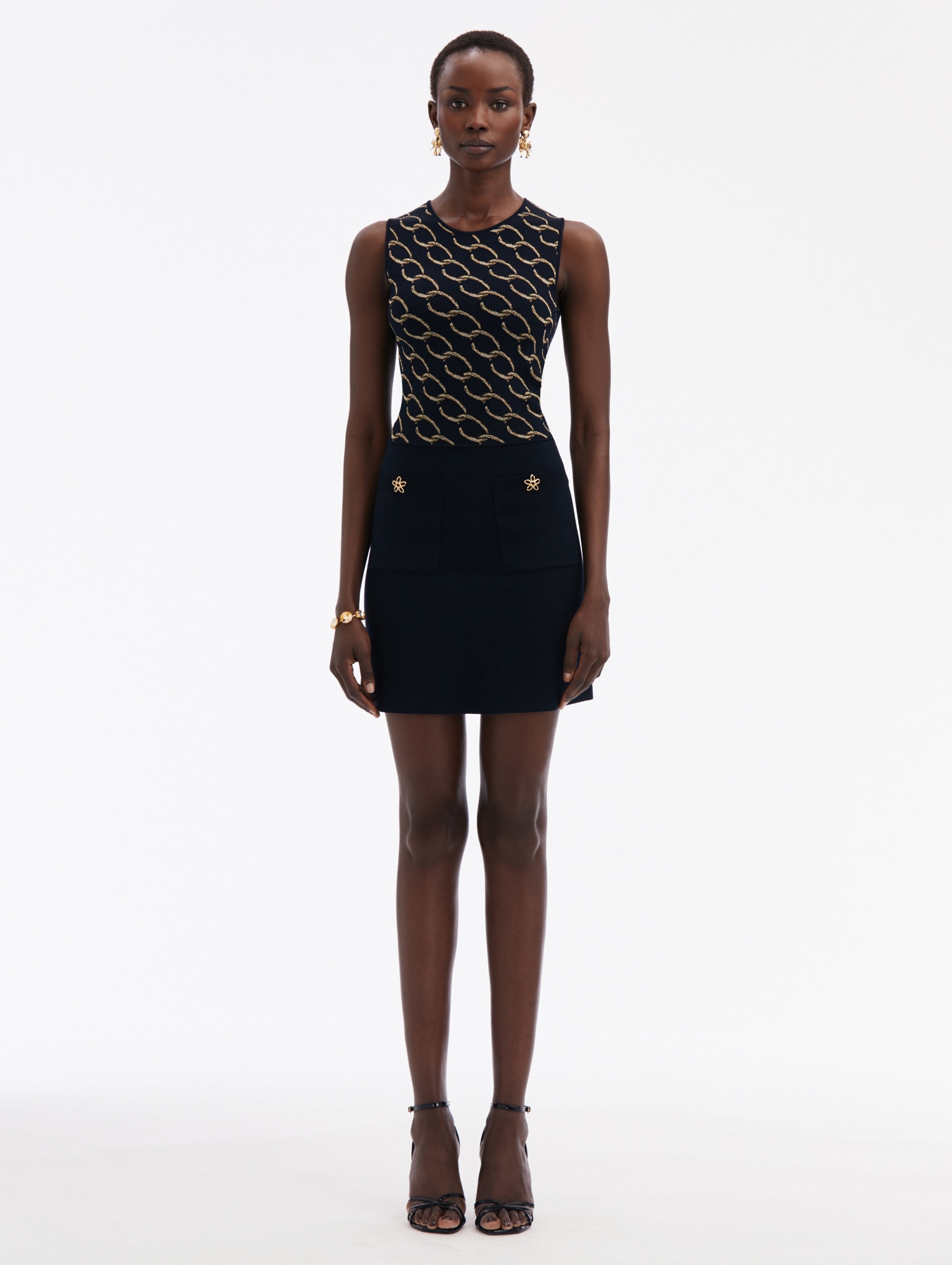 OSCAR CHAIN-LINK KNIT DRESS - 1