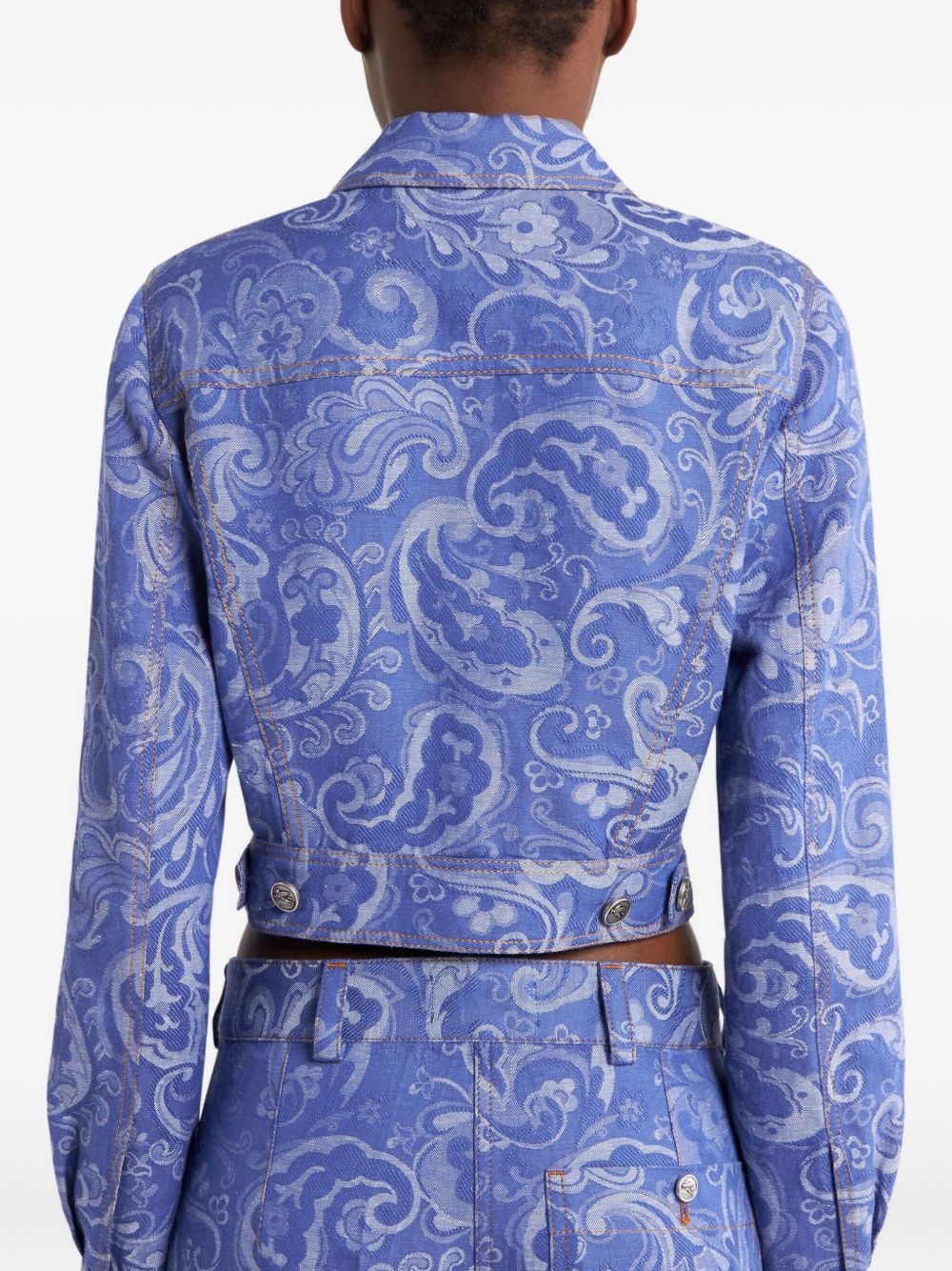 paisley-jacquard denim jacket - 4