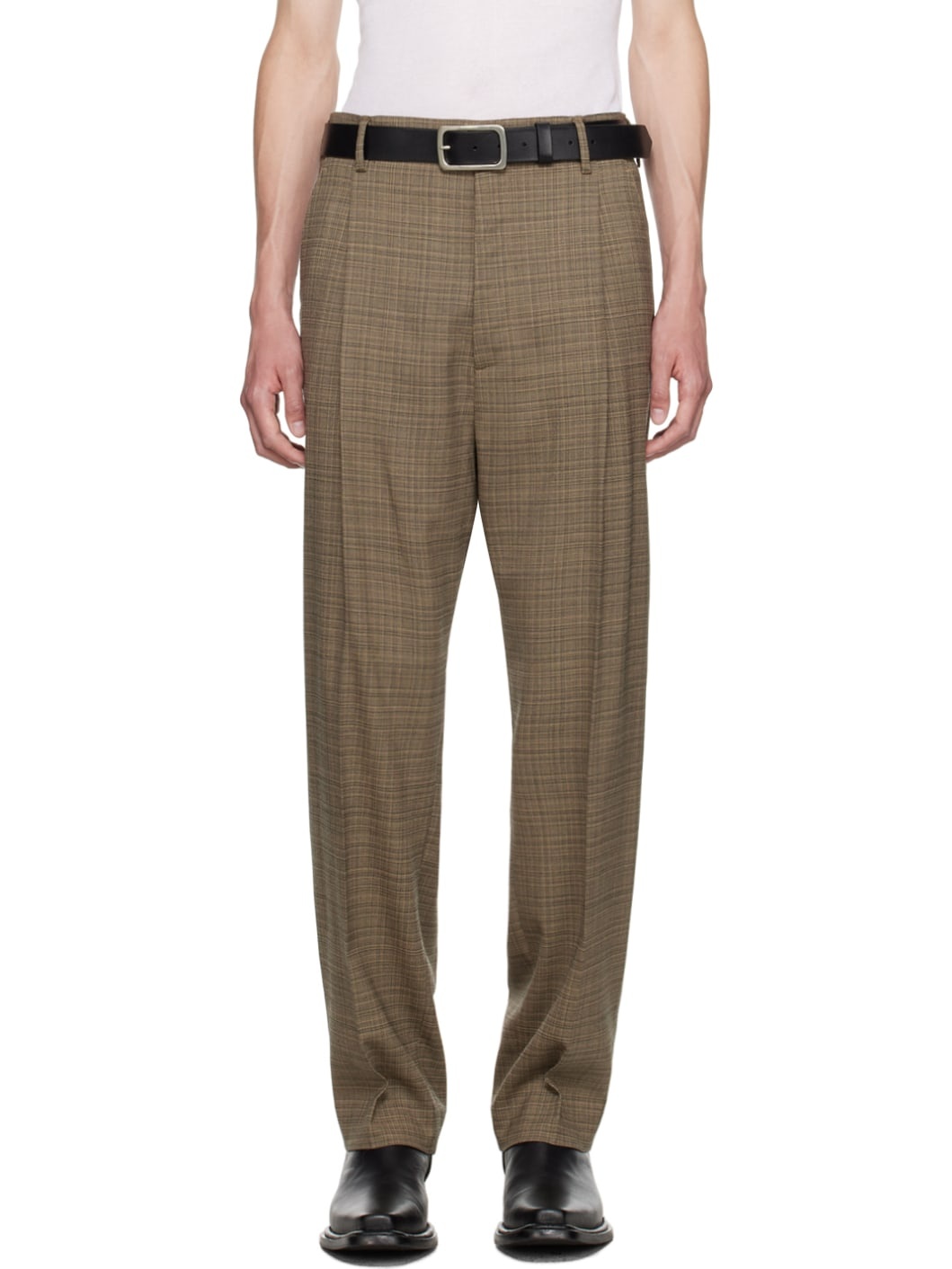 Beige & Black Tailored Trousers - 1