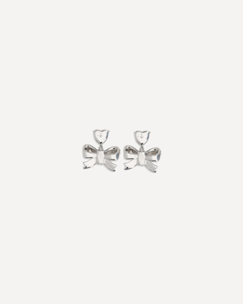 self-portrait Heart-shaped crystal bow drop Earrings outlook