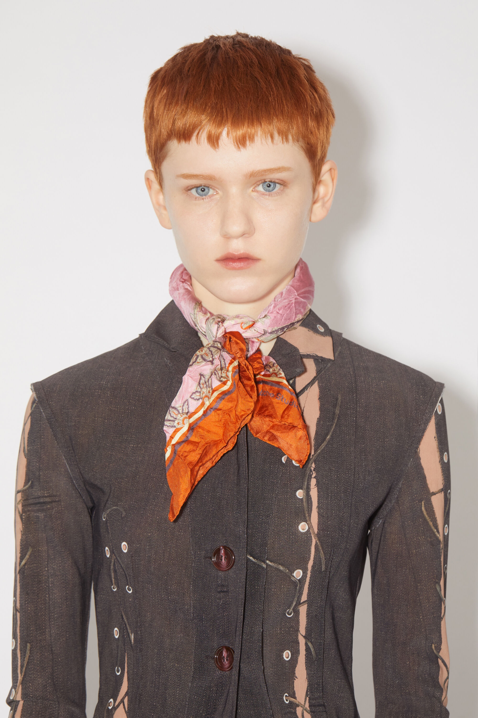 Printed silk scarf - Bright orange - 2