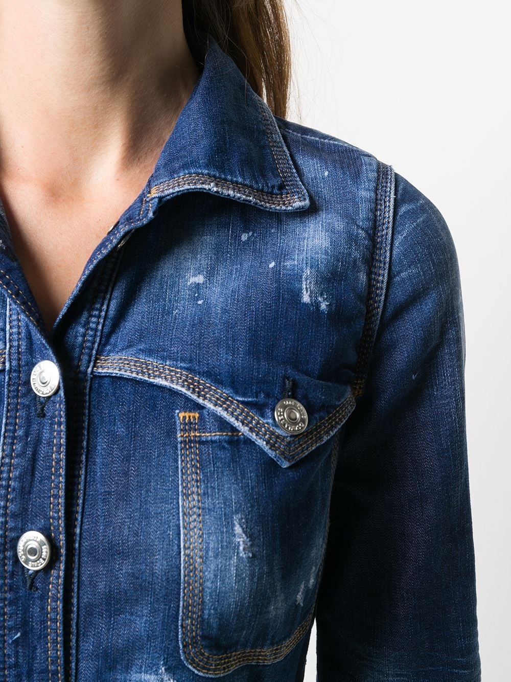 distressed denim shirt dress - 5