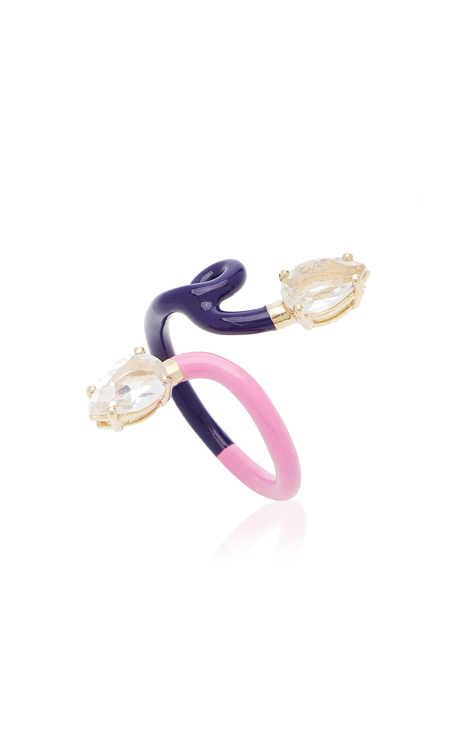 BEA BONGIASCA B 9K Yellow Gold Crystal Enameled Double Vine