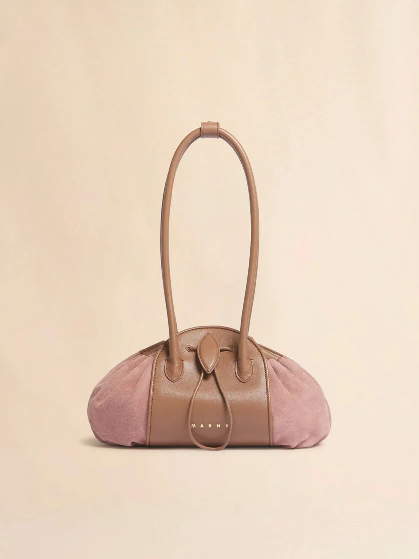 PINK LEATHER AND SUEDE TULIPEA SHOULDER BAG - 1