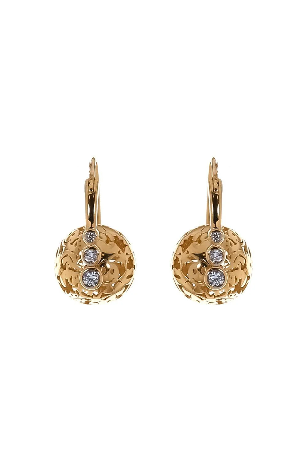 Diamond Three Bead Wallpaper Earrings - 1