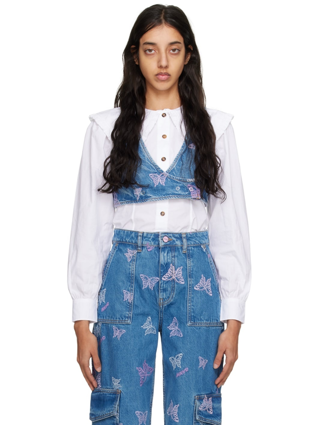 Blue Embroidered Tank Top - 1