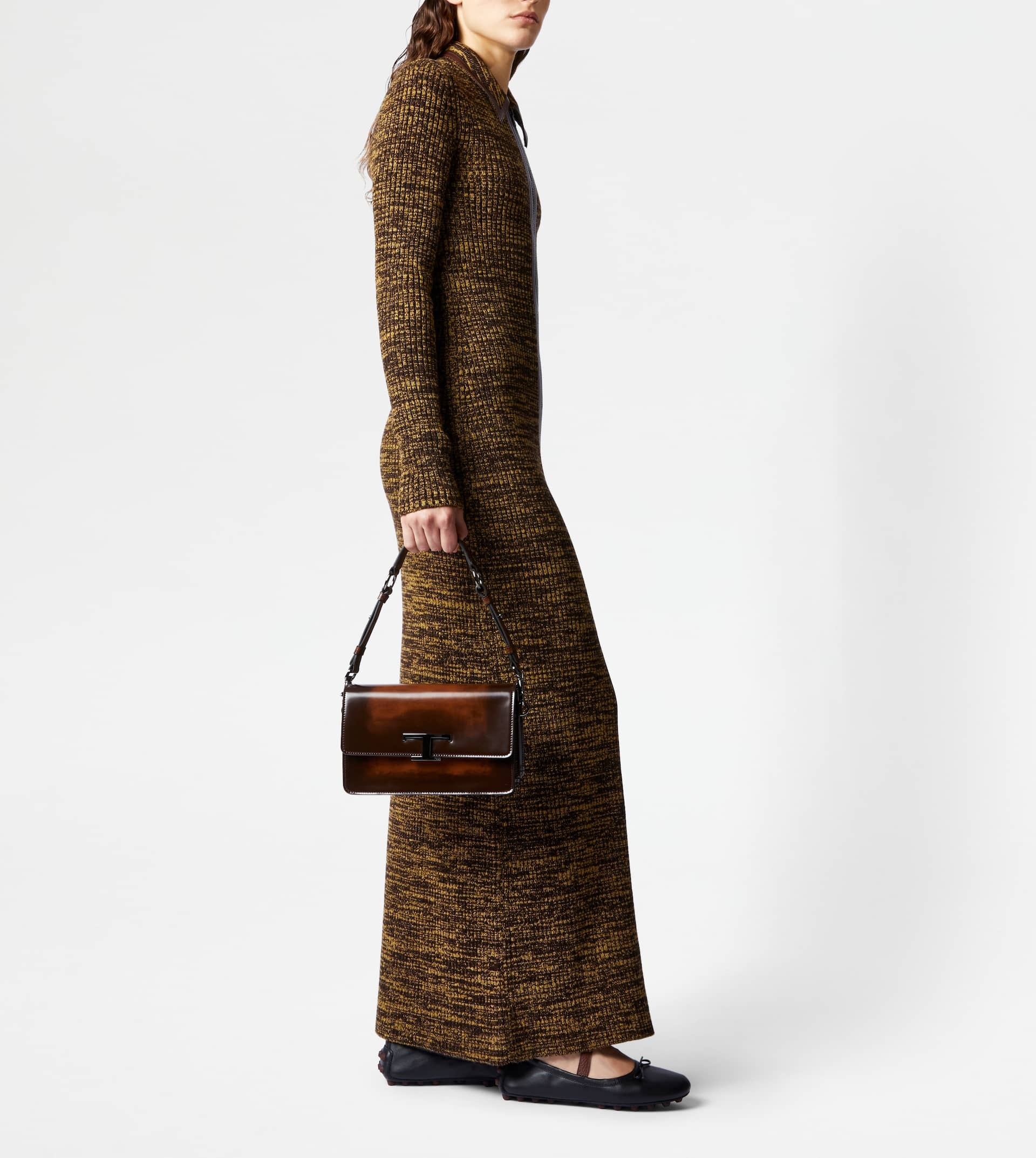 T TIMELESS SHOULDER BAG IN LEATHER MINI - BROWN - 3