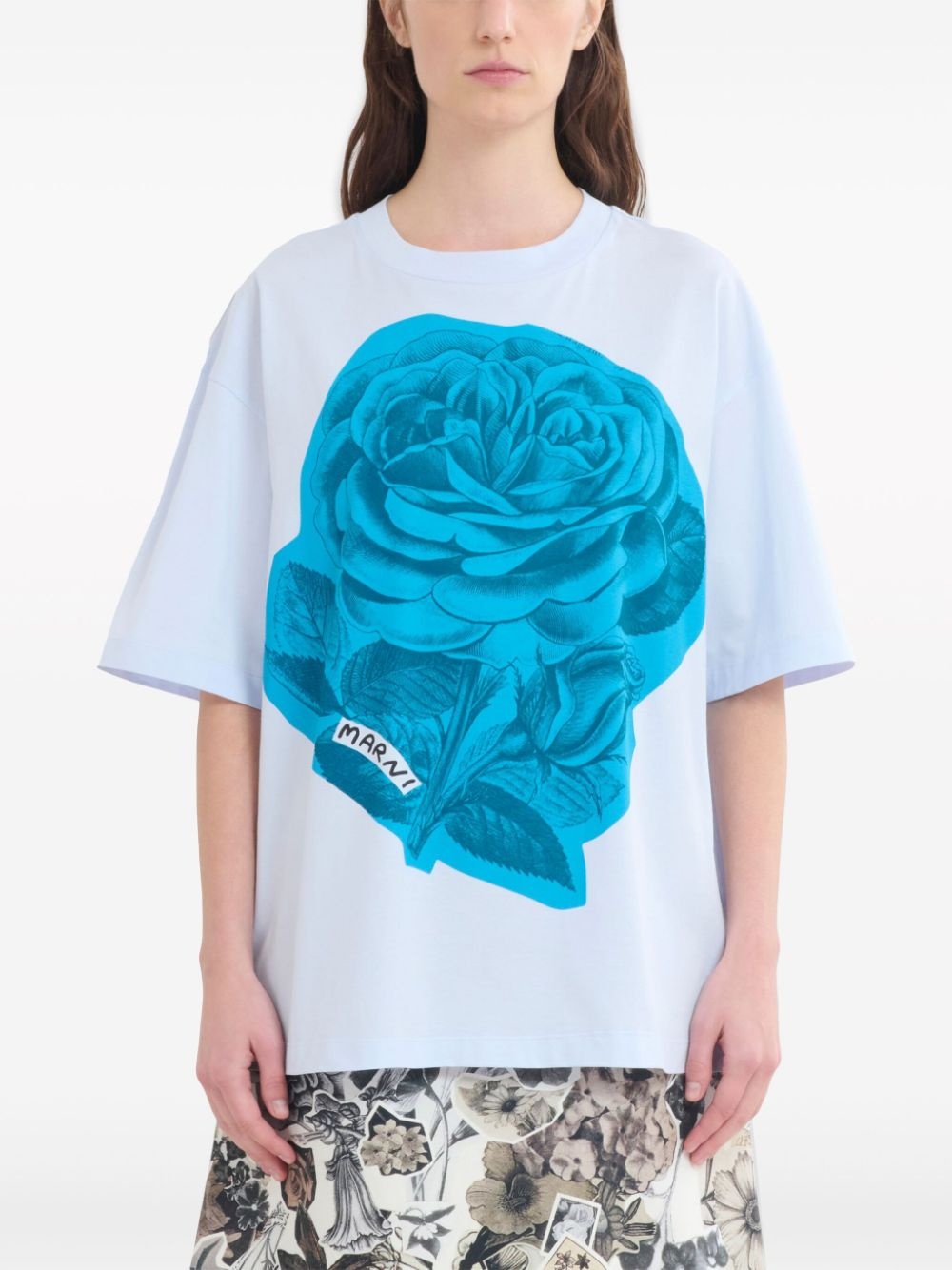 rose-print cotton T-shirt - 3