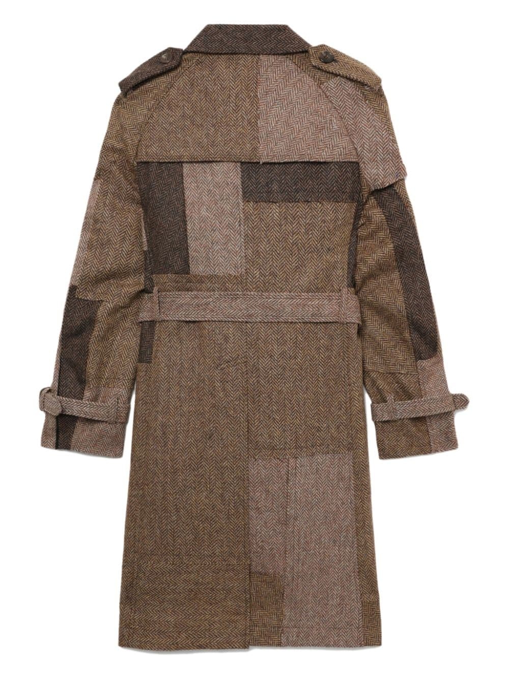 patchwork wool coat - 6