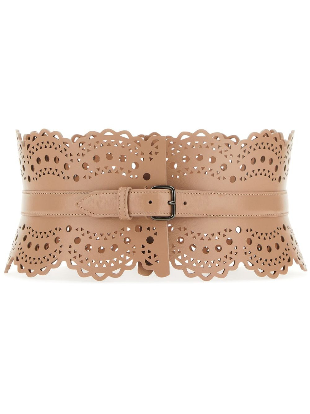 scalloped buckle-fastening belt - 1