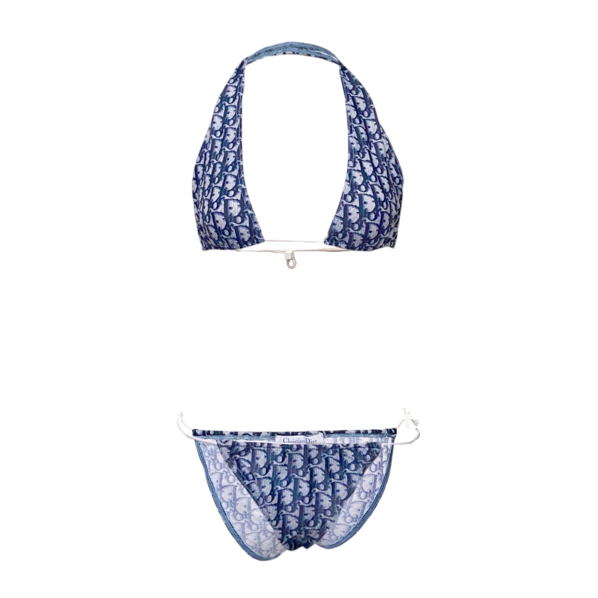 NEW Dior Galliano Spring 2002 blue oblique monogram bikini swimsuit - 1