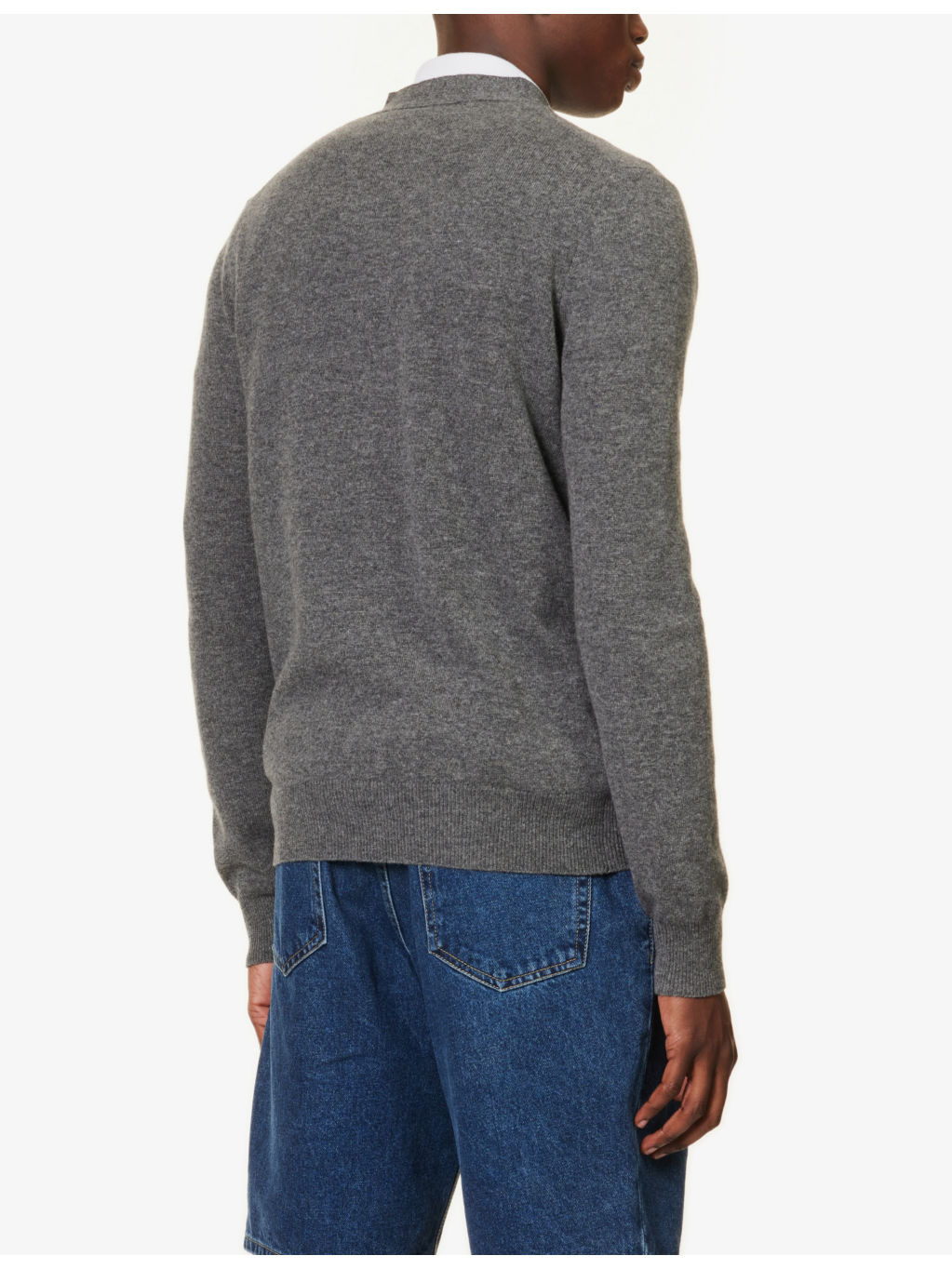 Logo-embroidered V-neck wool cardigan - 4