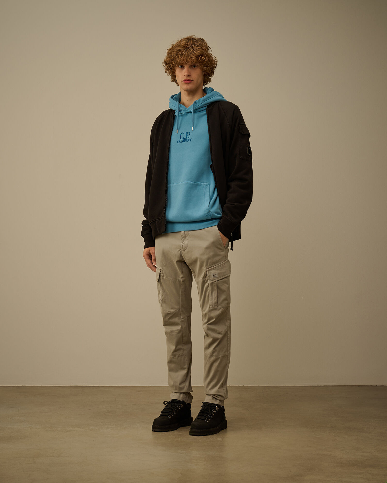 Brushed and Emerized Diagonal Fleece Hooded Logo Sweatshirt - 2