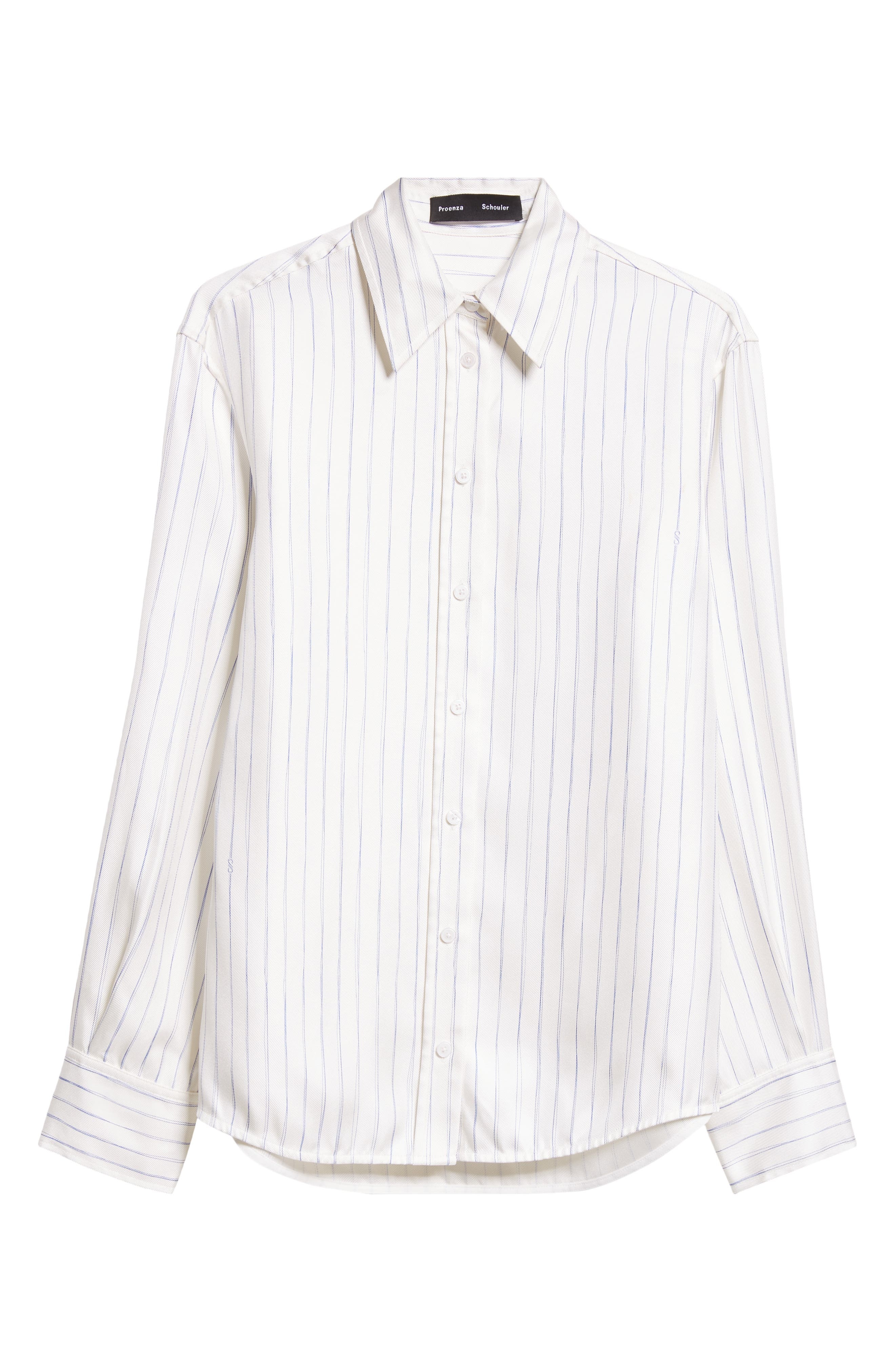 Proenza Schouler Madison Stripe Silk Twill Button-Up Shirt in Ivory Multi at Nordstrom - 6