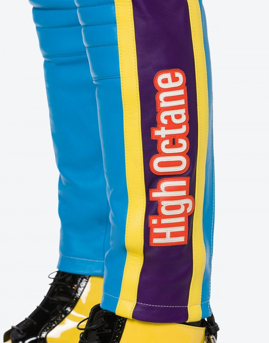 RETRO MOSCHINO LOGO LEATHER TROUSERS - 4