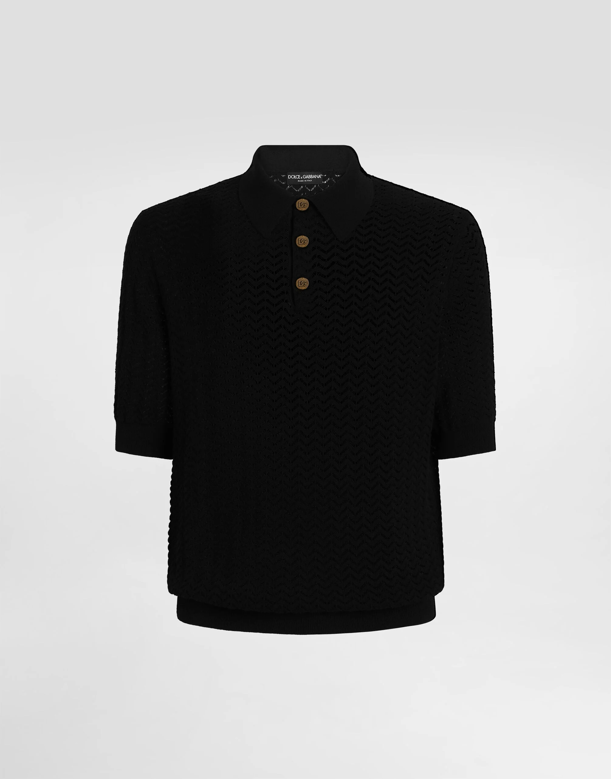 Polo shirt in perforated cotton - 1