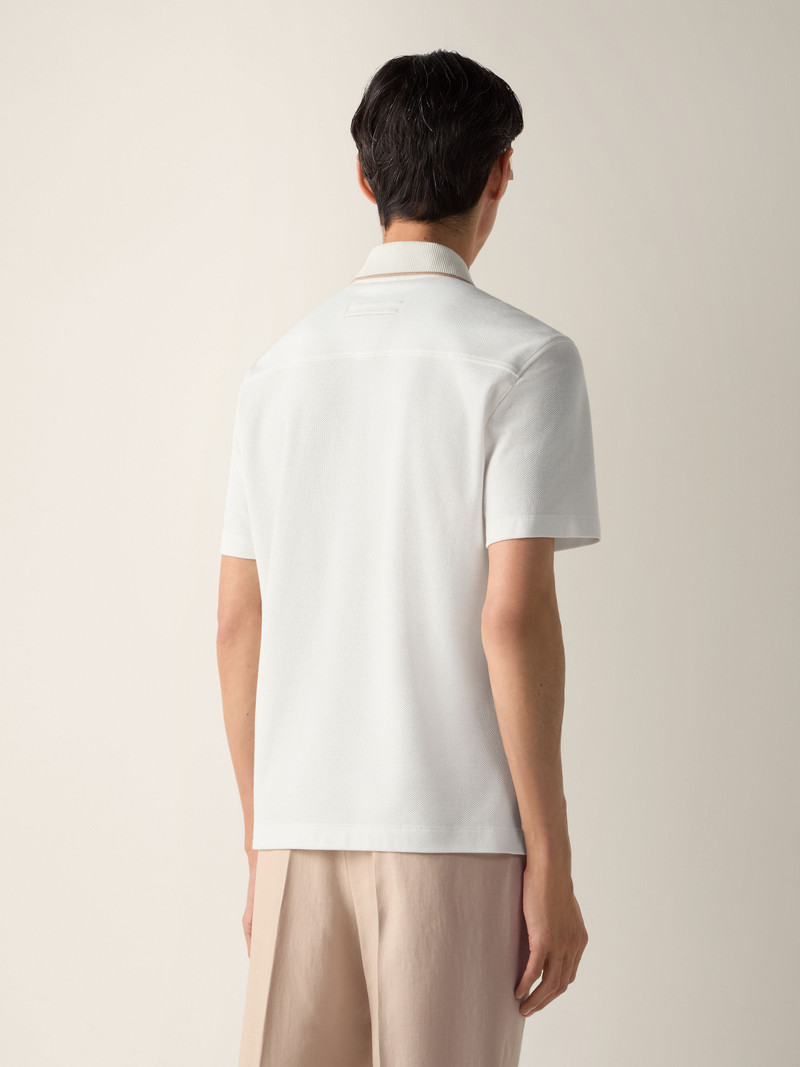 WHITE COTTON AND SILK POLO SHIRT 5