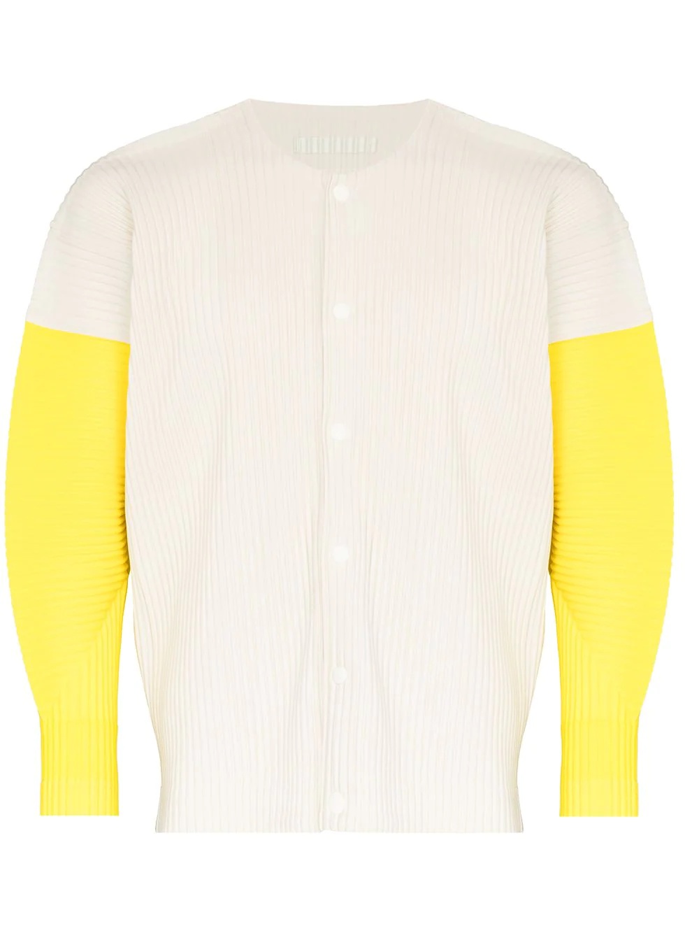 colour-block plissé shirt jacket - 1