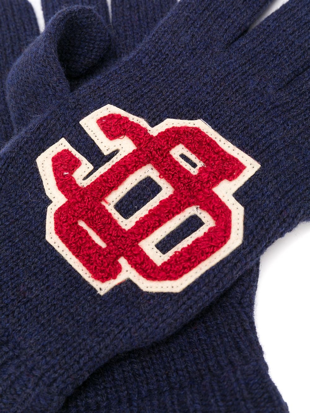 embroidered logo wool gloves - 2