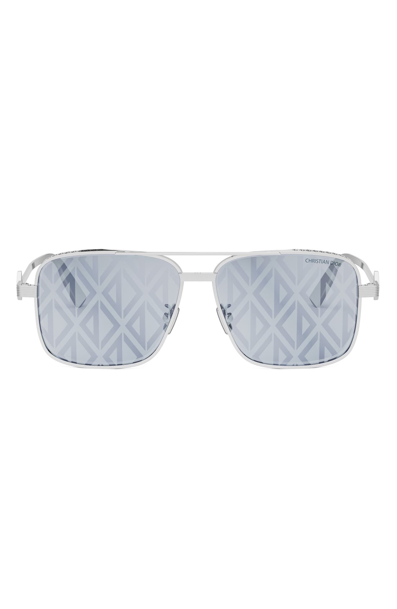 DIOR CD Diamond S9U 58mm Navigator Sunglasses in Shiny Palladium /Blu Mirror at Nordstrom - 1