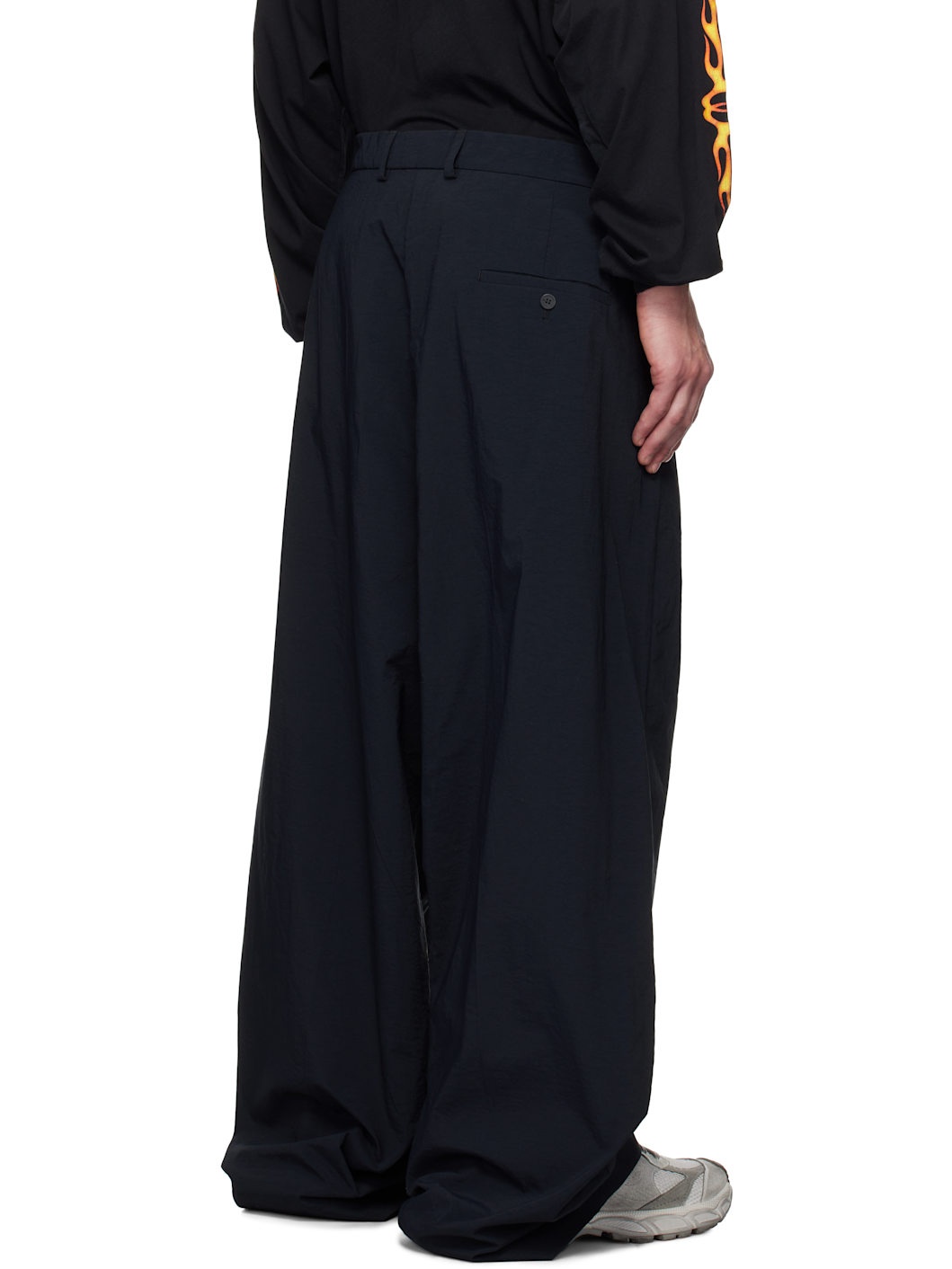 Back Nylon Micro Canvas Large Fit Trousers - 3