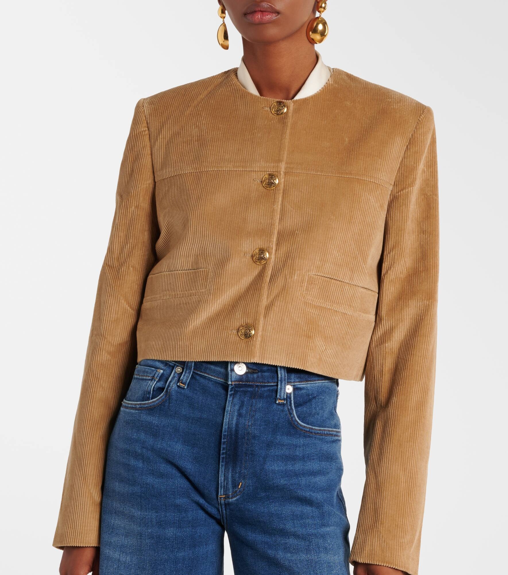 Pia cropped cotton corduroy jacket - 4