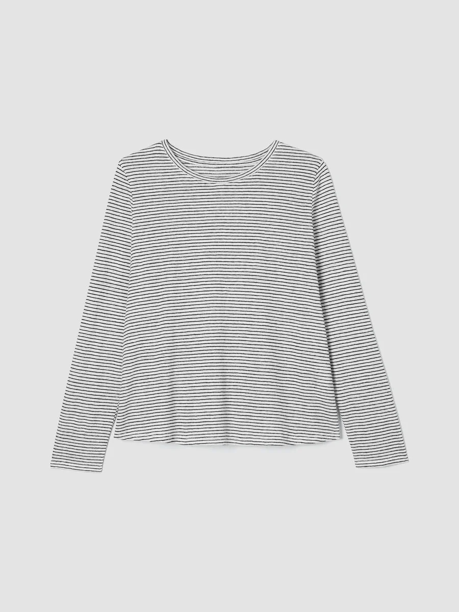 Striped Organic Linen Jersey Long-Sleeve Tee - 1