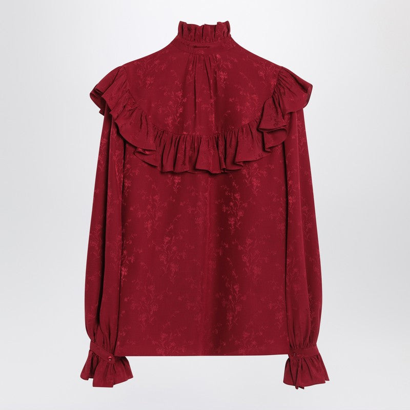 Saint Laurent Red Damask Silk Shirt Women - 2