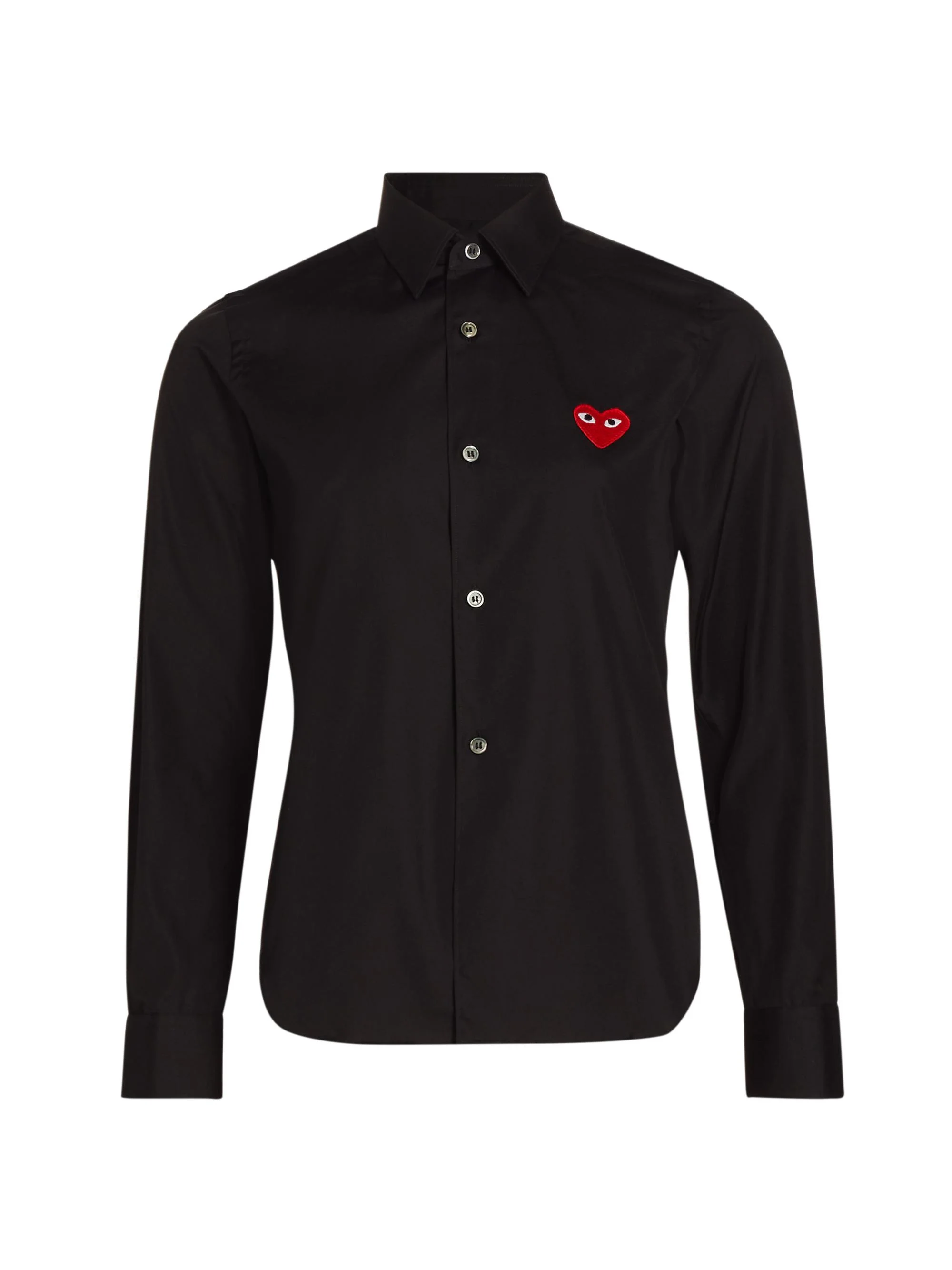 Women's Heart Button Down Shirt - Black - 1