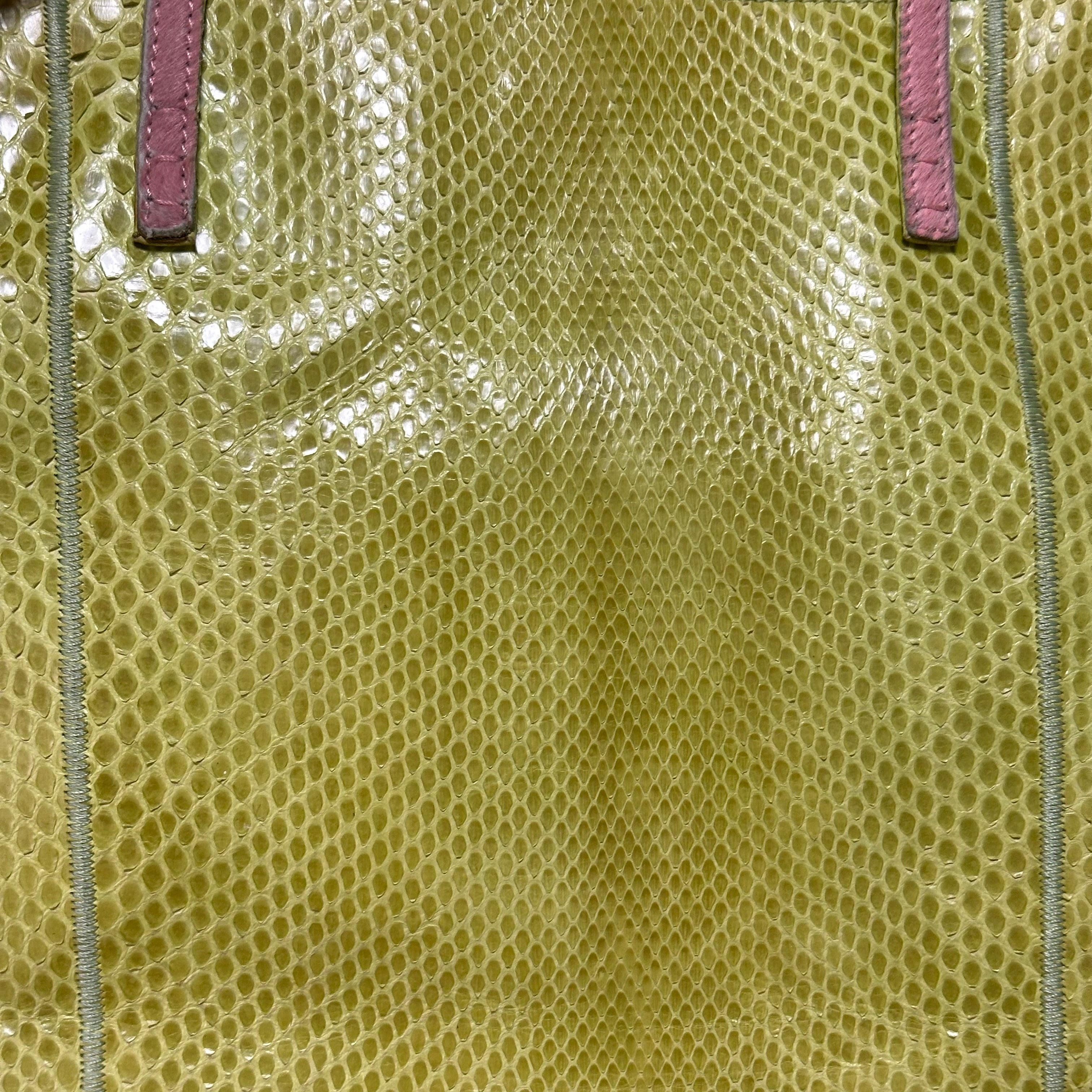 FENDI Spring Summer 1999 Python Unborn Calf Leather Handle Tote Bag - 5