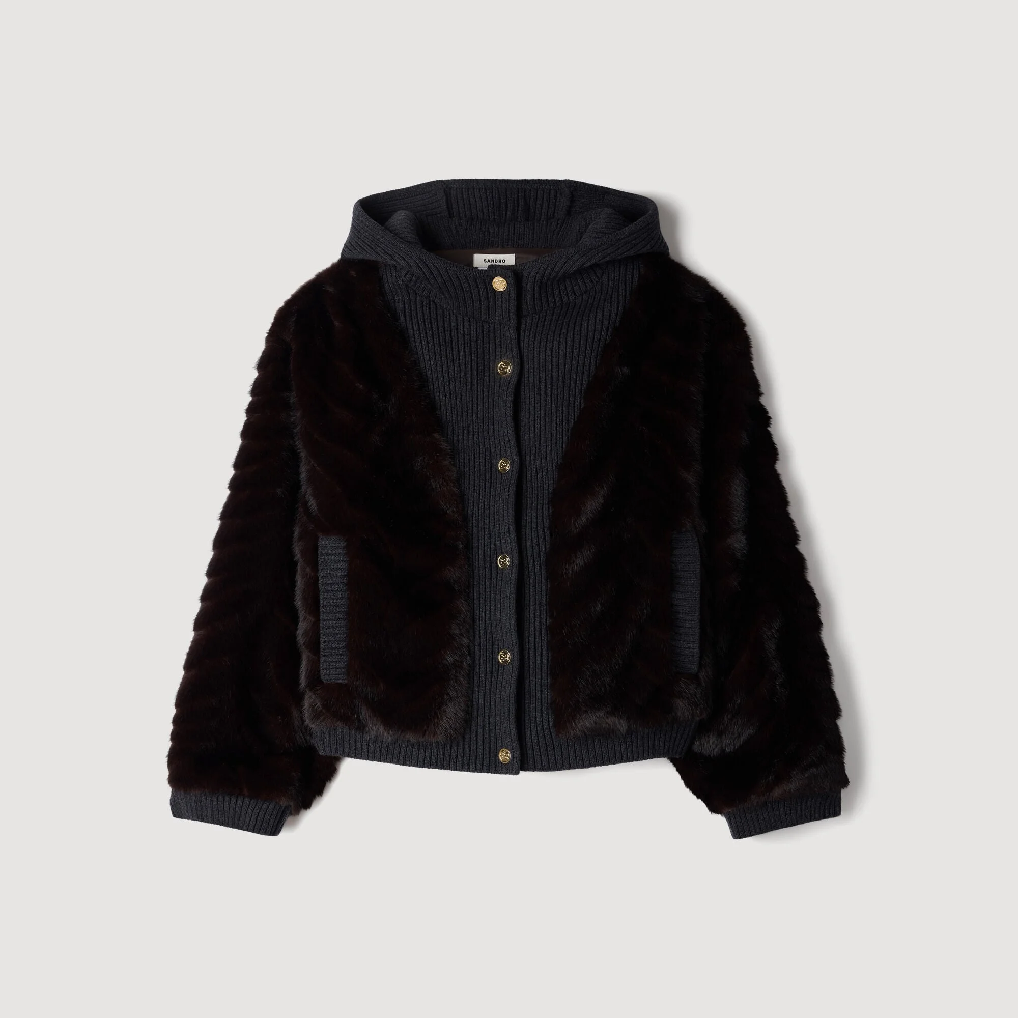 FAUX FUR AND KNIT JACKET - 1