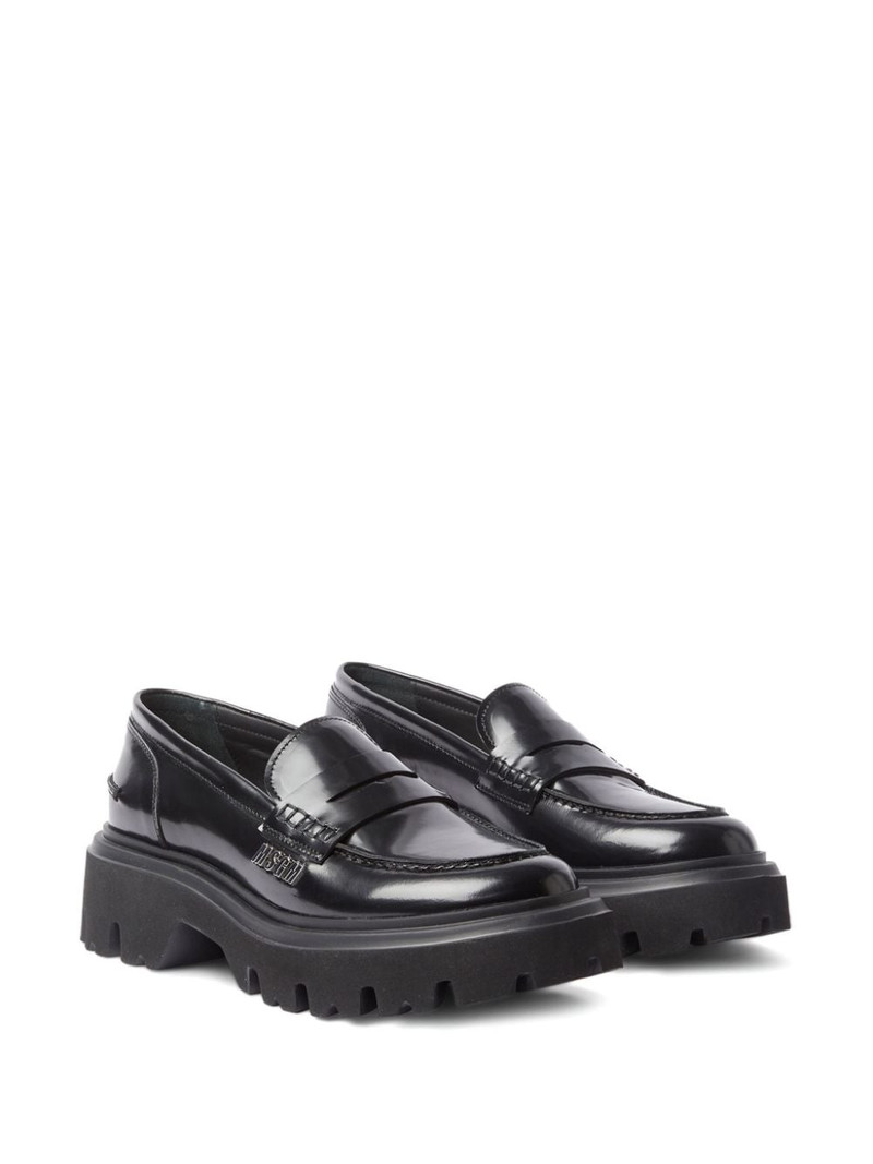 MSGM polished leather penny loafers outlook