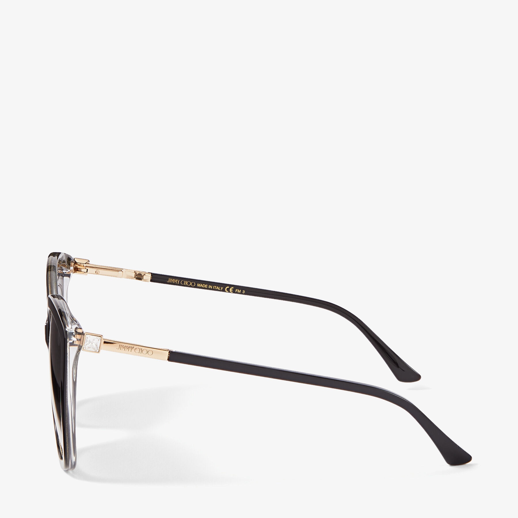 Nat
Black Cat-Eye Sunglasses with Swarovski Crystals - 2