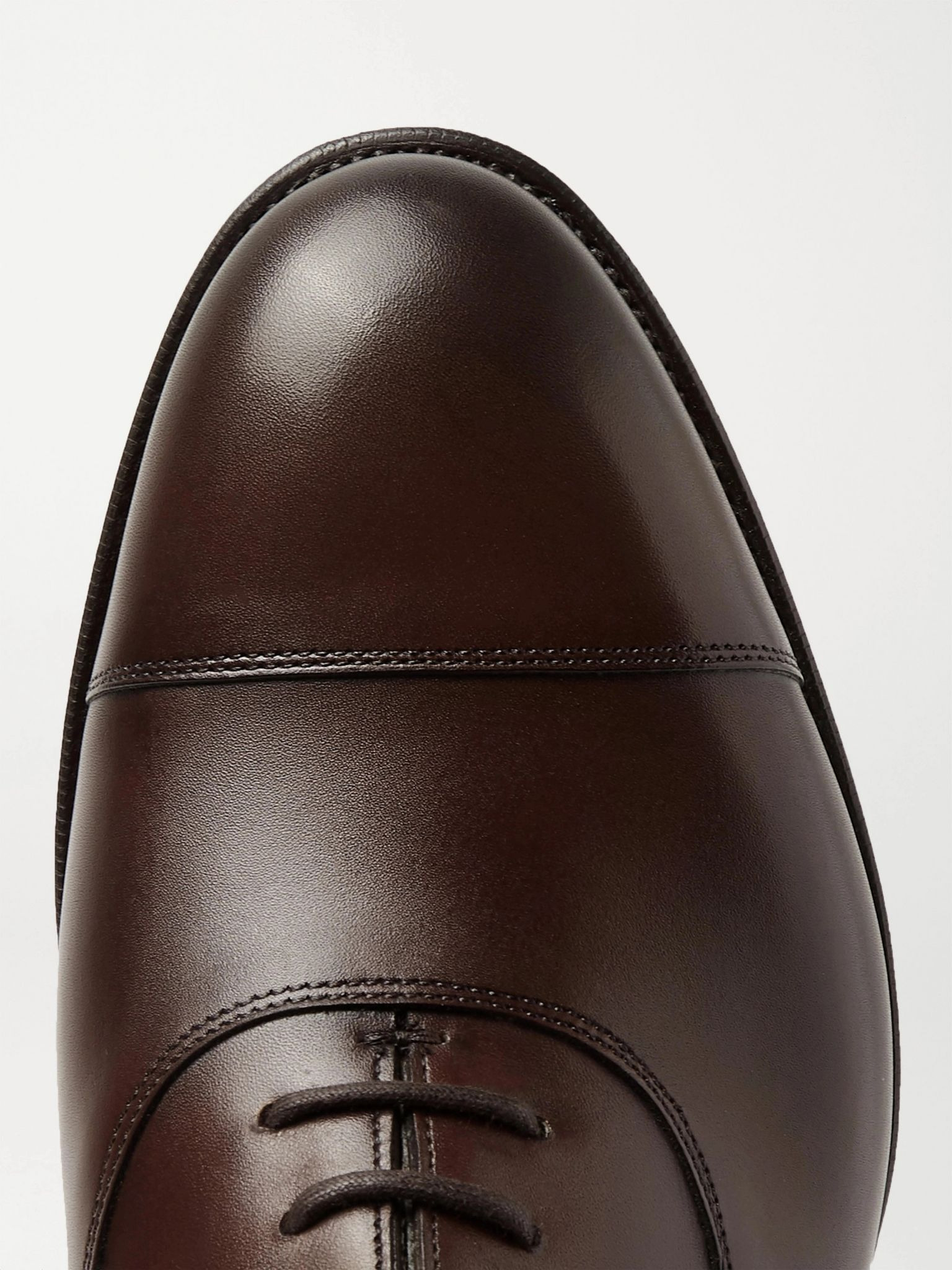 Chelsea Cap-Toe Burnished-Leather Oxford Shoes Dark brown - 6