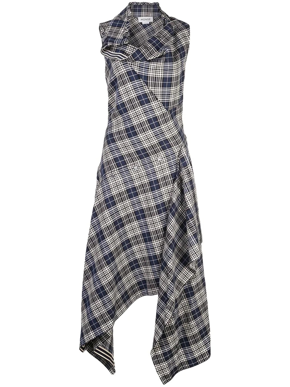 plaid cowl-neck midi dress - 1